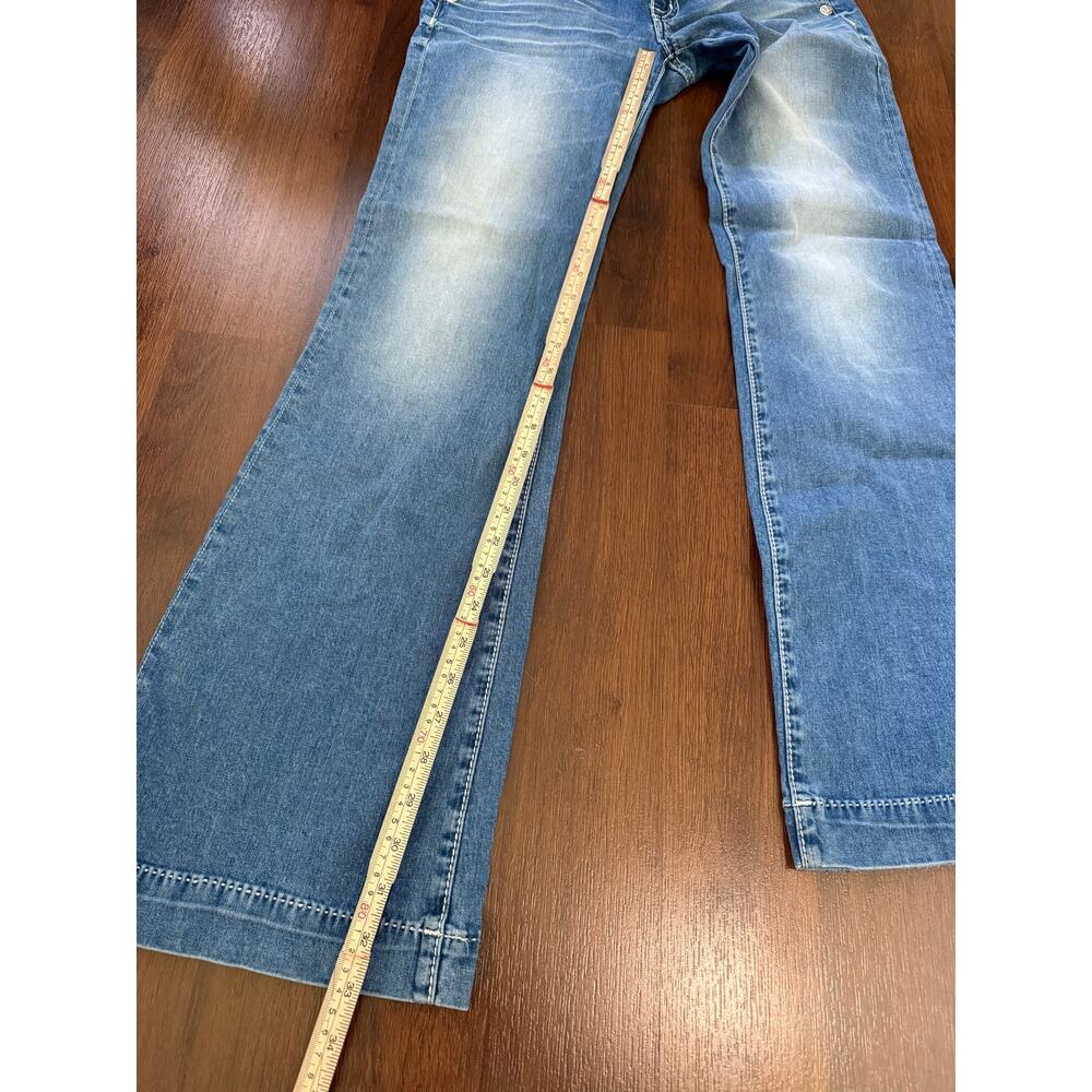 Miss Me Y2K Wide Leg Jeans Low Rise Embellished Rhinestone Flap Pockets Sz 28 - Picture 3 of 8